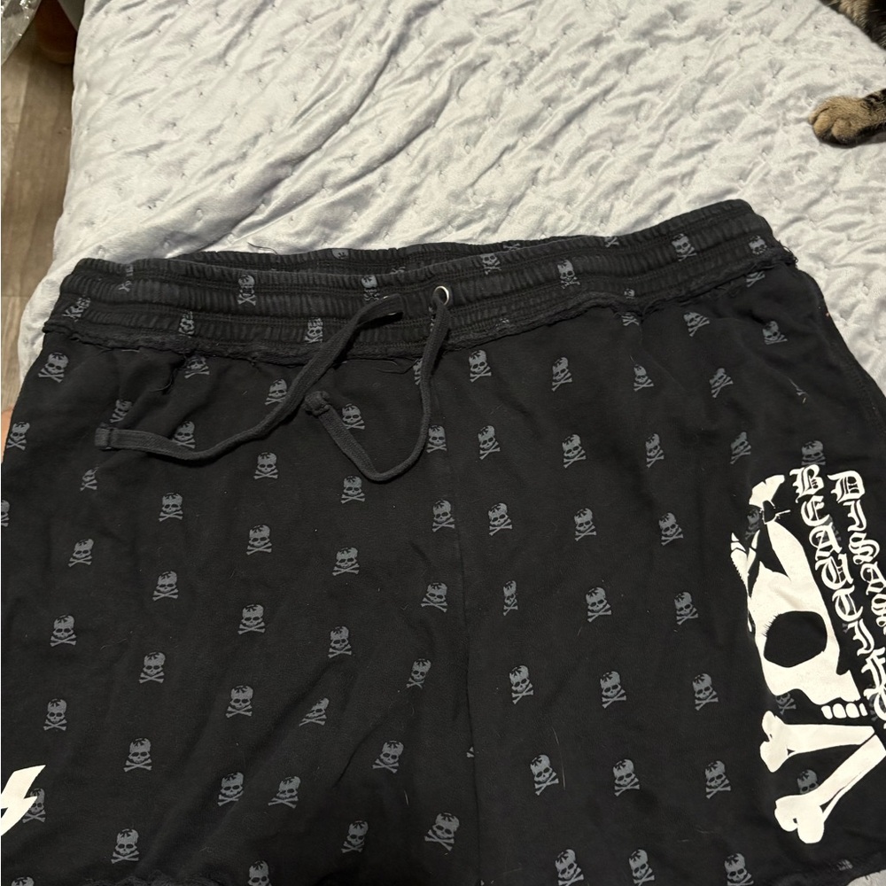Black Skull Print Women's Shorts